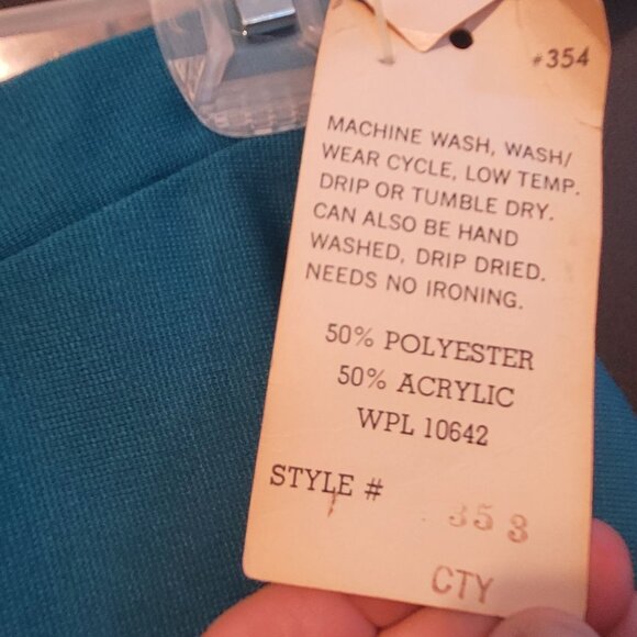 Vintage Polyester A Line Skirt Devon Original Tags Teal Size 10 Elastic is Good - Picture 3 of 7
